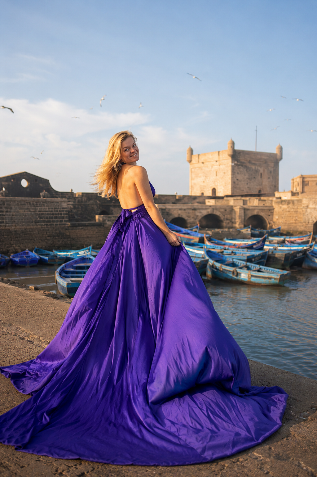Flying Dress photography in Essaouira