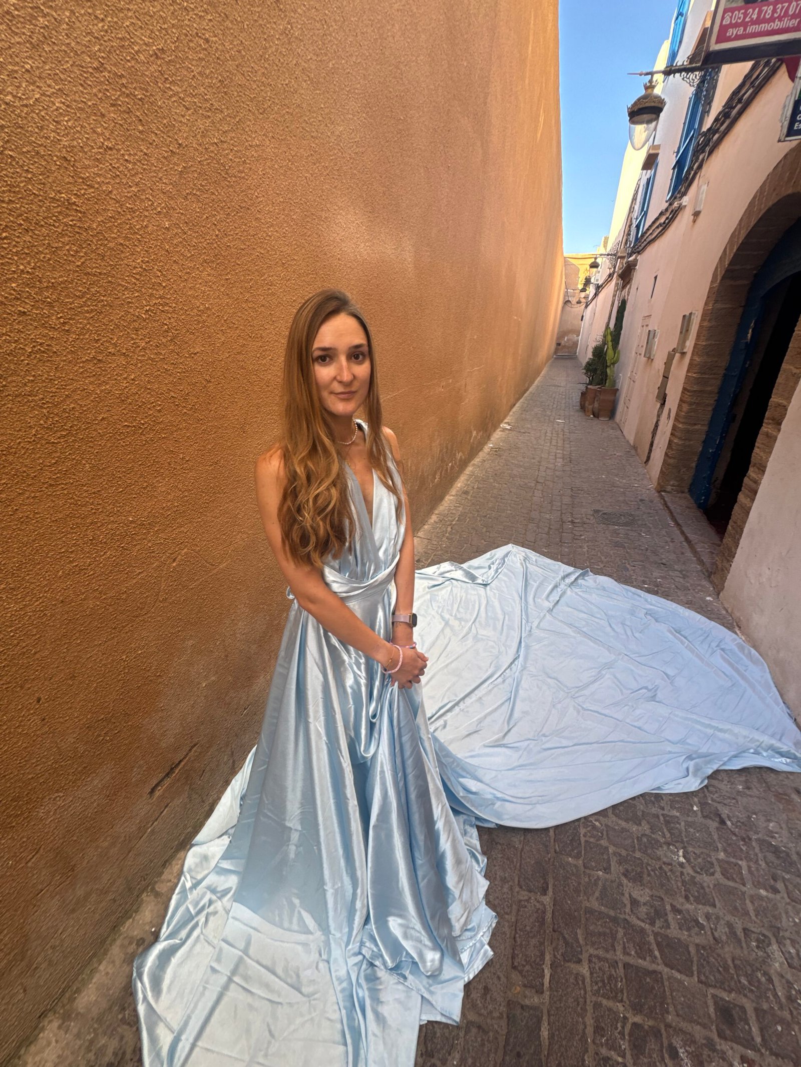 Flying dress portrait in Essaouira