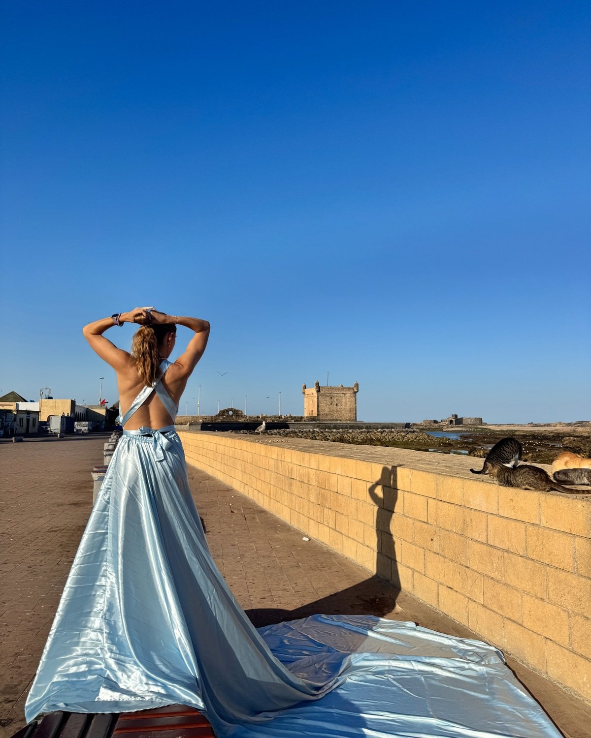 Chefchaouen flying dress at the historic Essaouira ramparts